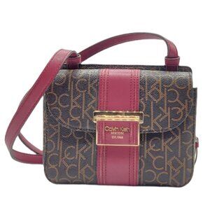 Womens Burgandy/Brown Monogram Crossbody